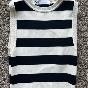 Zara Black and White Striped Top